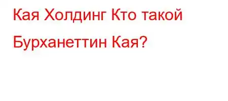 Кая Холдинг Кто такой Бурханеттин Кая?